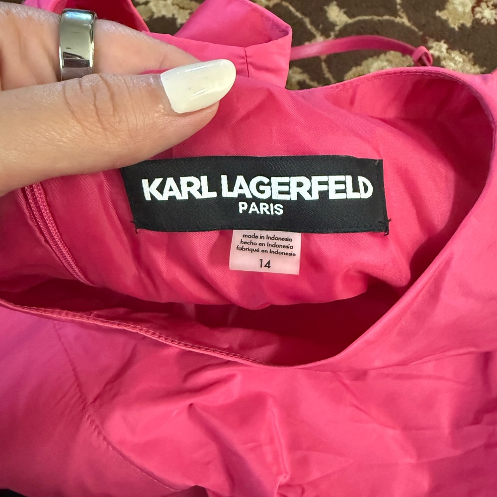 Karl Lagerfeld Hot Pink Fit-and-Flare Dress - Picture 3 of 9